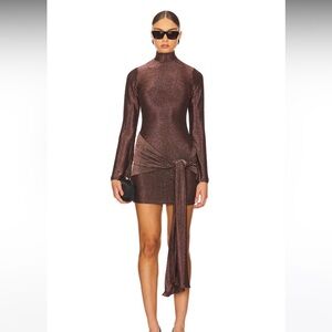 Bardot Shimmering Brown Long Sleeve Dress